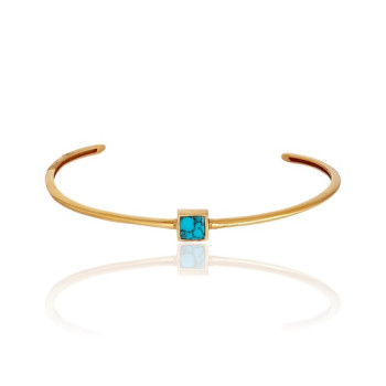 بنگل طلا با سنگ ترکیبی فیروزه